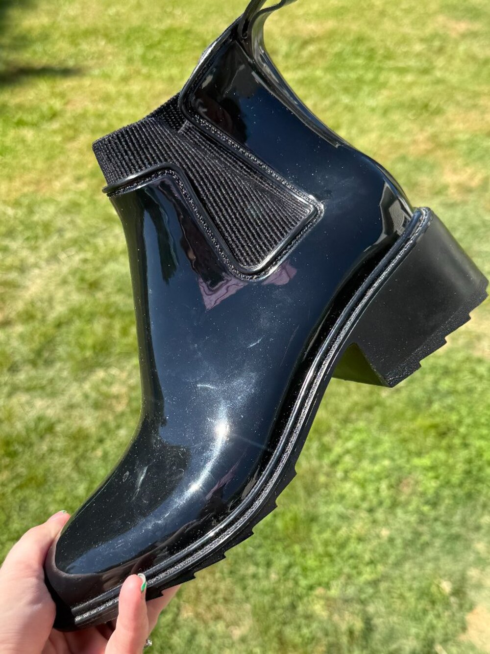 Black Chelsea Boots sz8 Moto Clean Girl Dark Academia Grunge Chic 3445